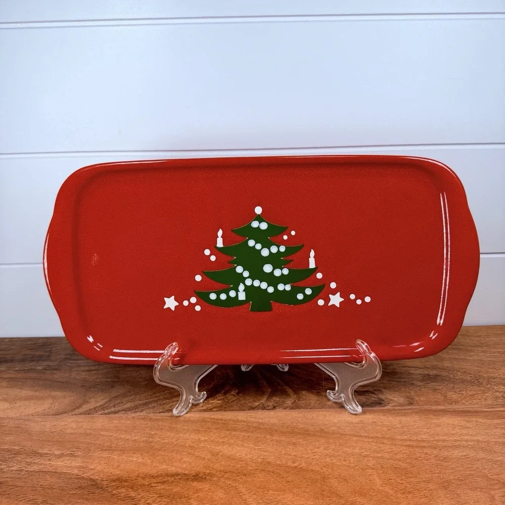 Vintage Waechtersbach Christmas Tree Retangular Red Serving Cookie Tray 13